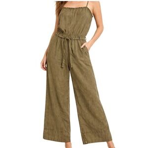 Cloth & Stone Olive Green Tencel Wide Leg Jumpsuit XS With Belt